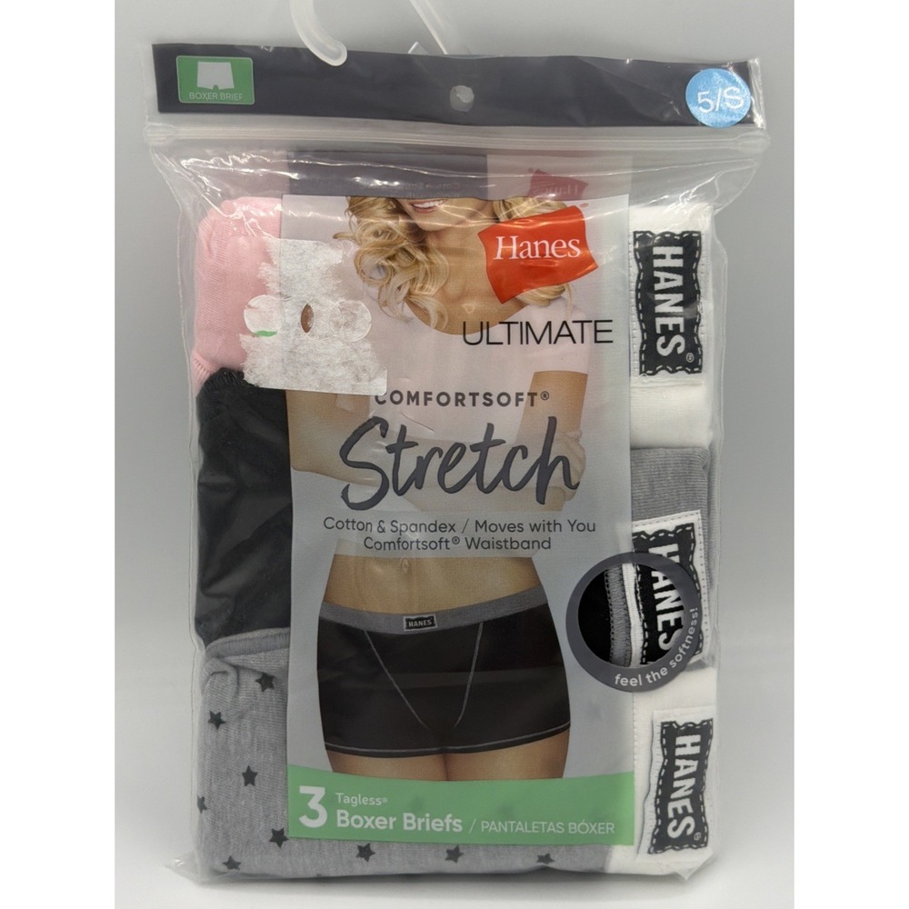 Hanes Womens Ultimate Comfort Stretch Tagless Boxer Briefs Size S/5 3 Pack NEW